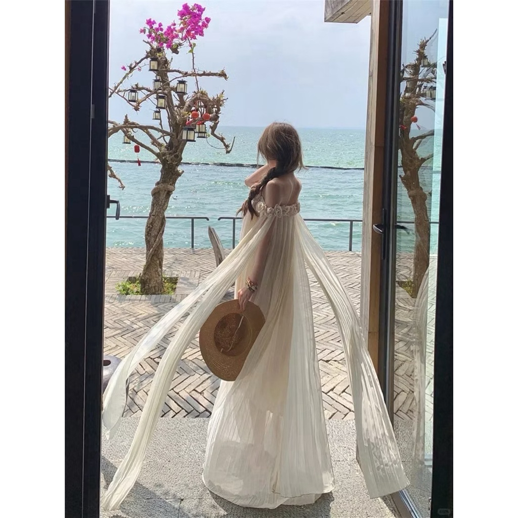 Beach Maxi Dress แม็กซี่เดรสปาดไหล่สไตล์เทพธิดา