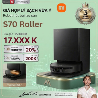 Mova S70 Roller (Black) Robot Hút Bụi Giặt, Sấy, Xòe Chổi Xòe Cuộn Lăn Lực Hút 28.000Pa Lăn BH 36 Tháng Bản Quốc Tế