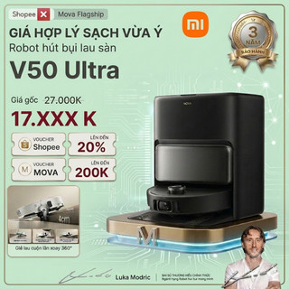 Mova V50 Ultra Black - Robot Hút Bụi Lực Hút Mạnh Mẽ 24.000Pa Leo Bậc Kép 6cm Xòe Giẻ Xòe Chổi Bản Quốc Tế BH 36 Tháng
