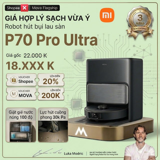 Mova P70 Pro Ultra (Black) Robot Hút Bụi Lực Hút 30.000Pa Xòe Giẻ Lau Xòe Chổi Cạnh Nhận Diện Vật Cản AI - Bản Quốc Tế