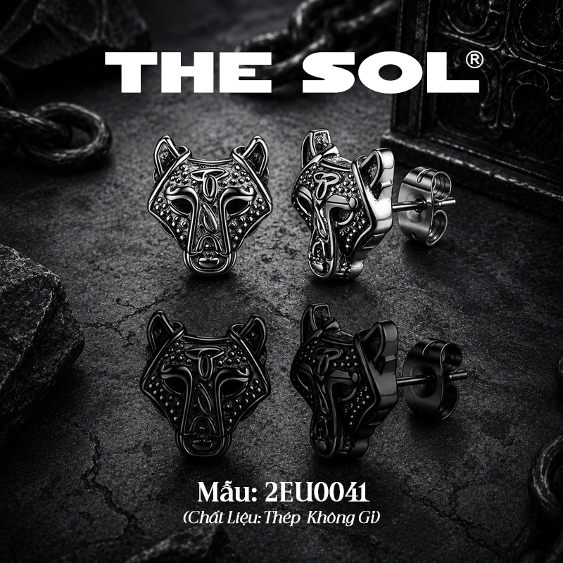 [1 ชิ้น] ต่างหูสแตนเลส Unisex The Wolf Wolf Face thesolvn