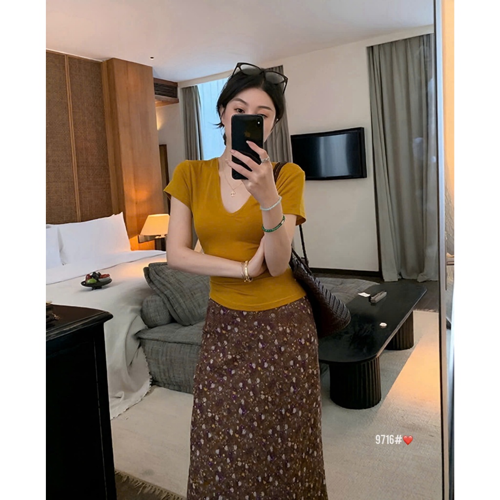 Y Jia 9716 ชุดเสื้อไหม+กระโปรง