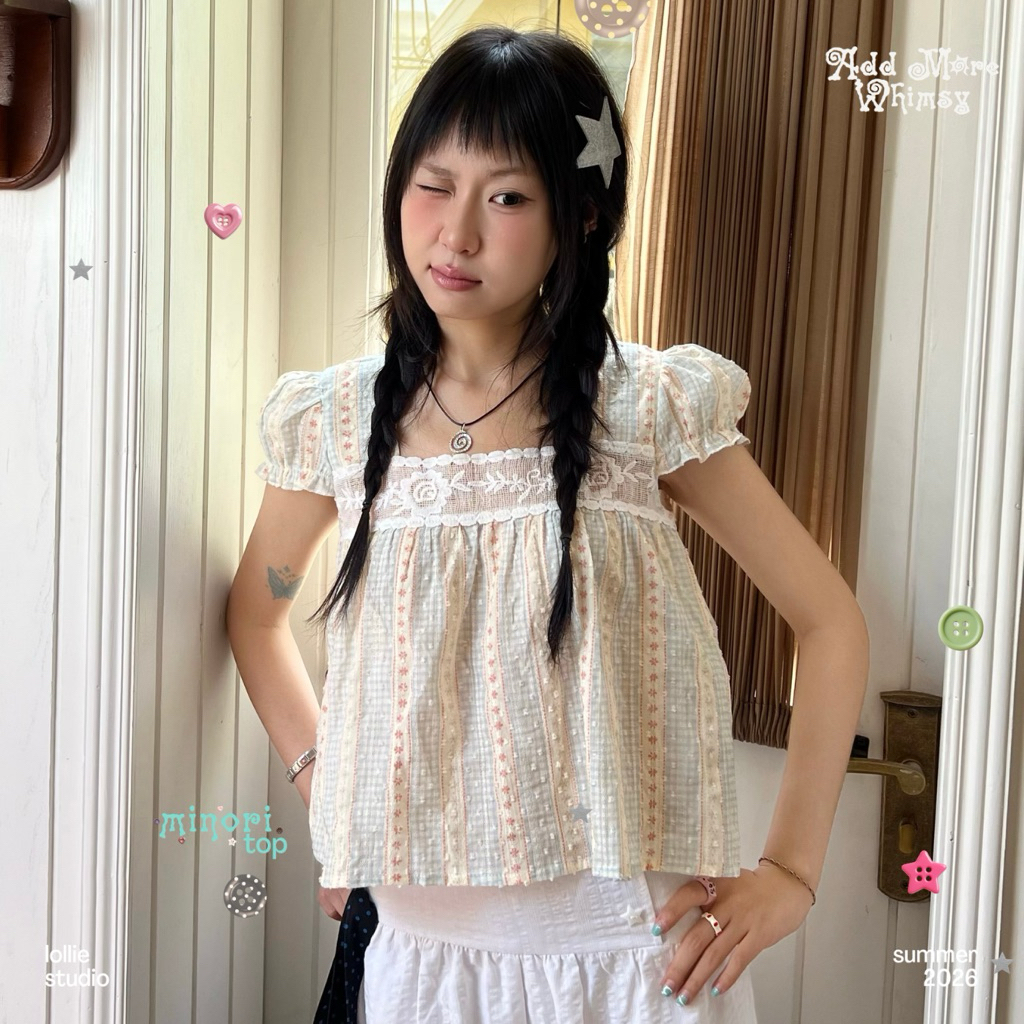 LOLLIE STUDIO - MINORI TOP TKA506 เสื้อลูกไม้คอเหลี่ยม
