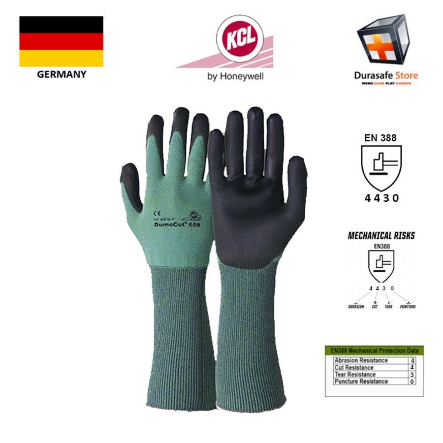 ถุงมือกันบาด KCL DumoCut 651 คอยาว 350 มม. – เคลือบ PU ป้องกันปลายแขน