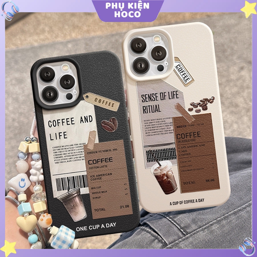 Luxury Coffee News Soft Leather TPU iPhone Case,ป้องกันสิ่งสกปรกสําหรับ iP X/XS/11/12/13/14/15/16/17