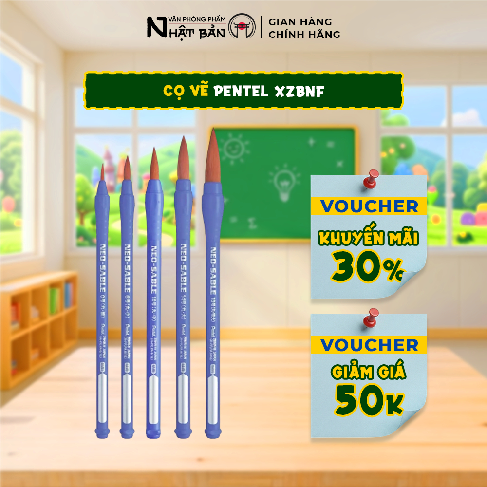 แปรงทาสี Pentel XZBNF แปรงสีน้ํา Nylon Neo Sable นุ่มลื่น เก็บน้ําได้ดี