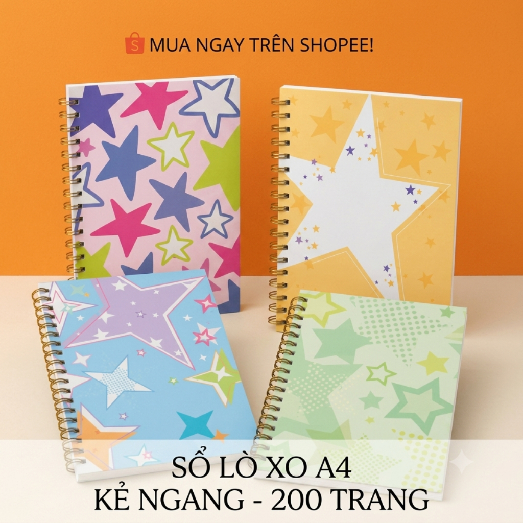 สมุดโน้ตสปริง XO A4 200 หน้า LUCKY STAR - LUCKY STAR 3141
