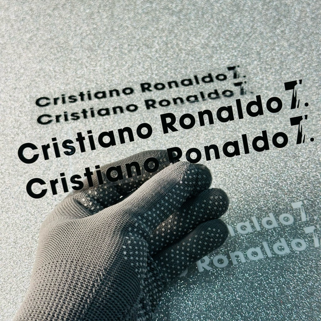 สติ๊กเกอร์ CR7 ยาว 18x1.7cm วัสดุ UV DTF (1 คู่)