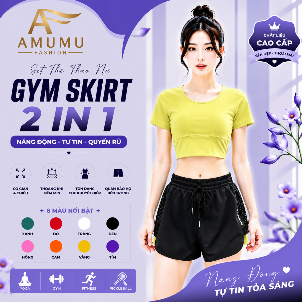 ผู้หญิง amumu Gym set, pickerball gym yoga ชุดออกกําลังกายแอโรบิกสําหรับผู้หญิง banana green Amumu เ