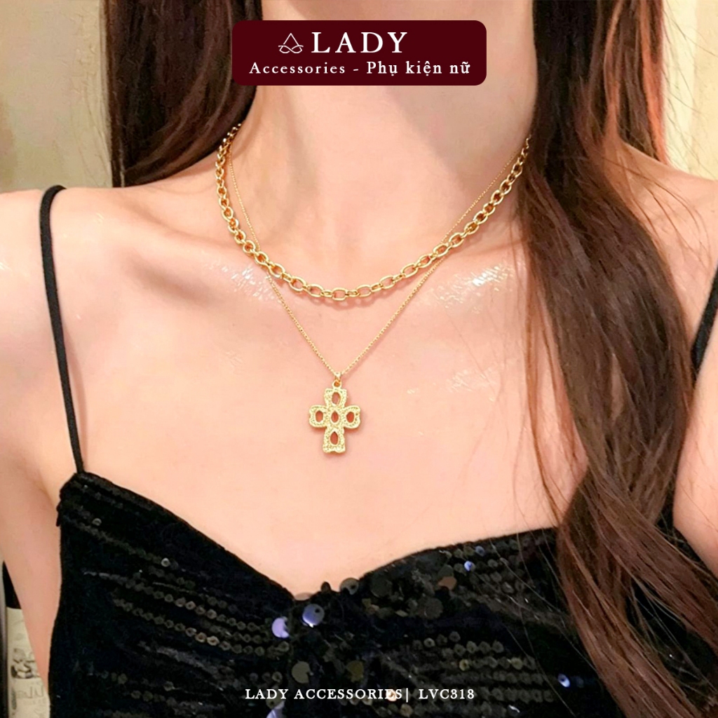 Lady Accessories สร้อยคอข้ามชั้นสร้อยคอผู้หญิงบุคลิกภาพหรูหราเครื่องประดับเครื่องประดับ LVC318