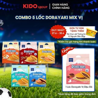 (QUÀ THÊM TRONG GIỎ) [TẶNG 1 Lốc Đậu Đỏ] Combo 5 Lốc Dorayaki (Phô Mai + Xốt Bơ + Trứng muối + BBQ + Socola)