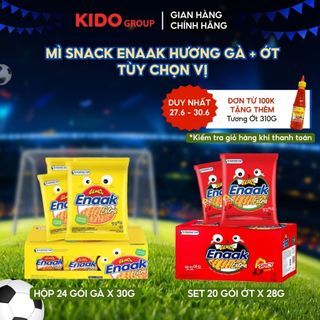 Tùy Chọn Vị - Hộp 24 gói Snack Mì Enaak Hương Gà Vàng 30g hoặc Set 20 gói Snack Enaak Hương Ớt Cấp Độ 1 28g