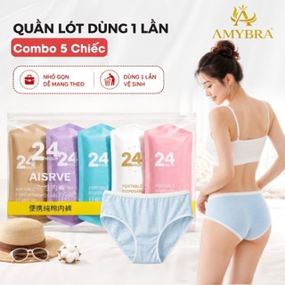 Combo 5 Quần Lót Dùng 1 Lần Tiện Lợi, Quần Chip Cotton Đáy May 2 Lớp Đóng Túi Riêng Biệt Kháng Khuẩn