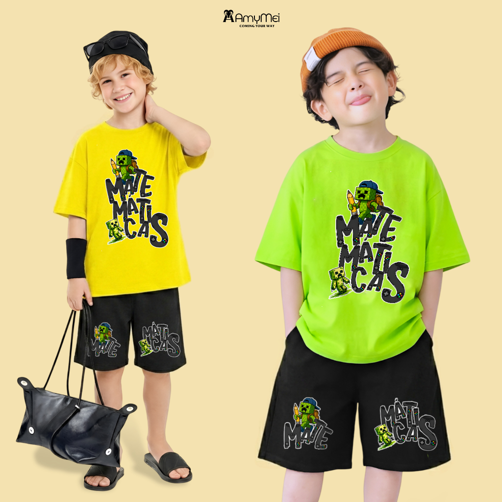 Roblox Amymei ชุดกางเกงขาสั้นเด็กผู้ชาย, เสื้อยืดแขนสั้นผ้าฝ้ายสําหรับเด็ก 14-55kg BBT4C_RBX