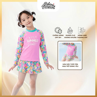 Đồ bơi bé gái tay dài chống UV đi du lịch - Bikini Passport - KD024_FLO