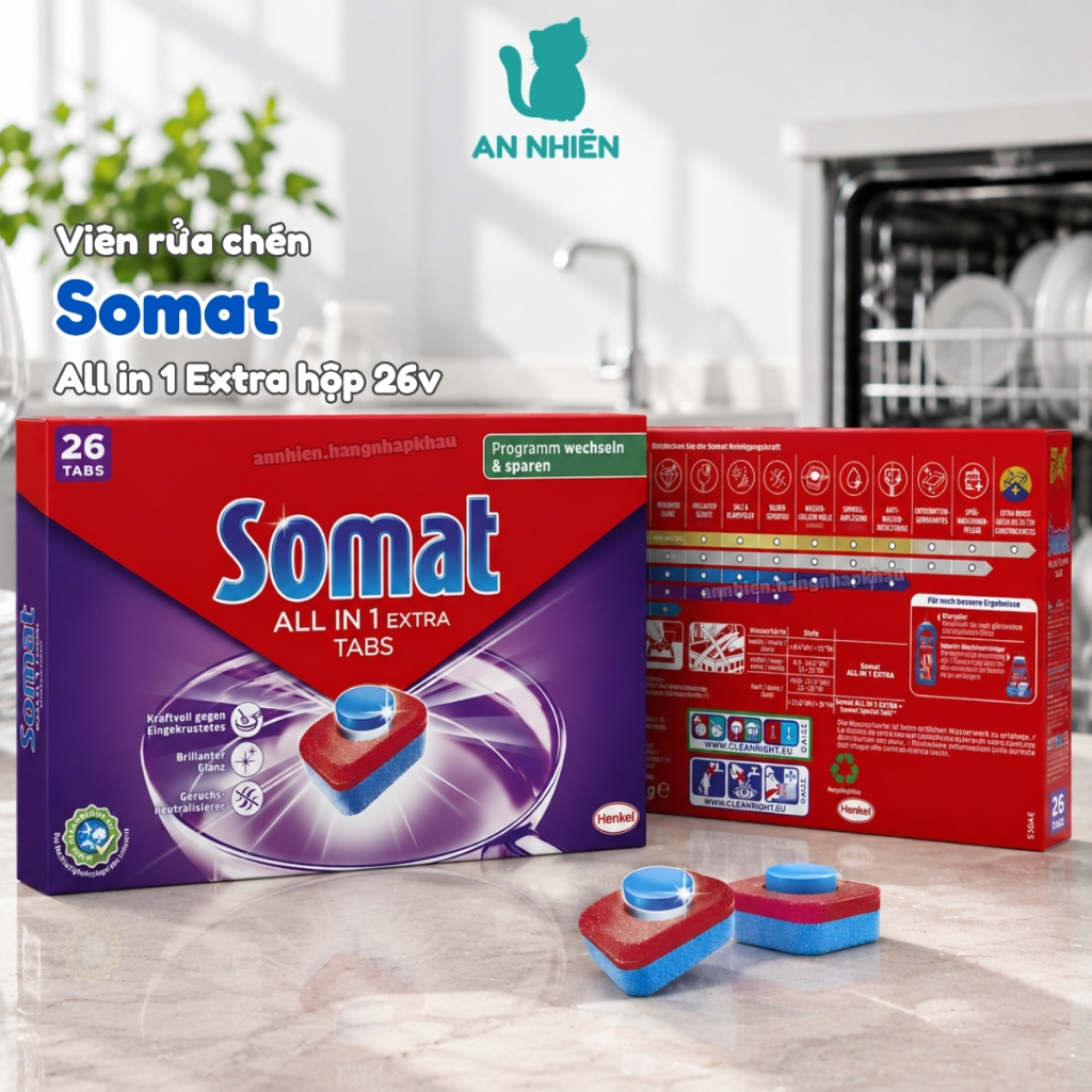 Somat All In One Extra เม็ดเครื่องล้างจานกล่อง 26 เม็ดสําหรับเครื่องล้างจาน