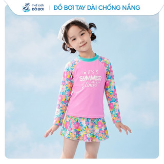 Đồ bơi bé gái tay dài chống nắng đi du lịch - Bikini Passport - KD024_FLO