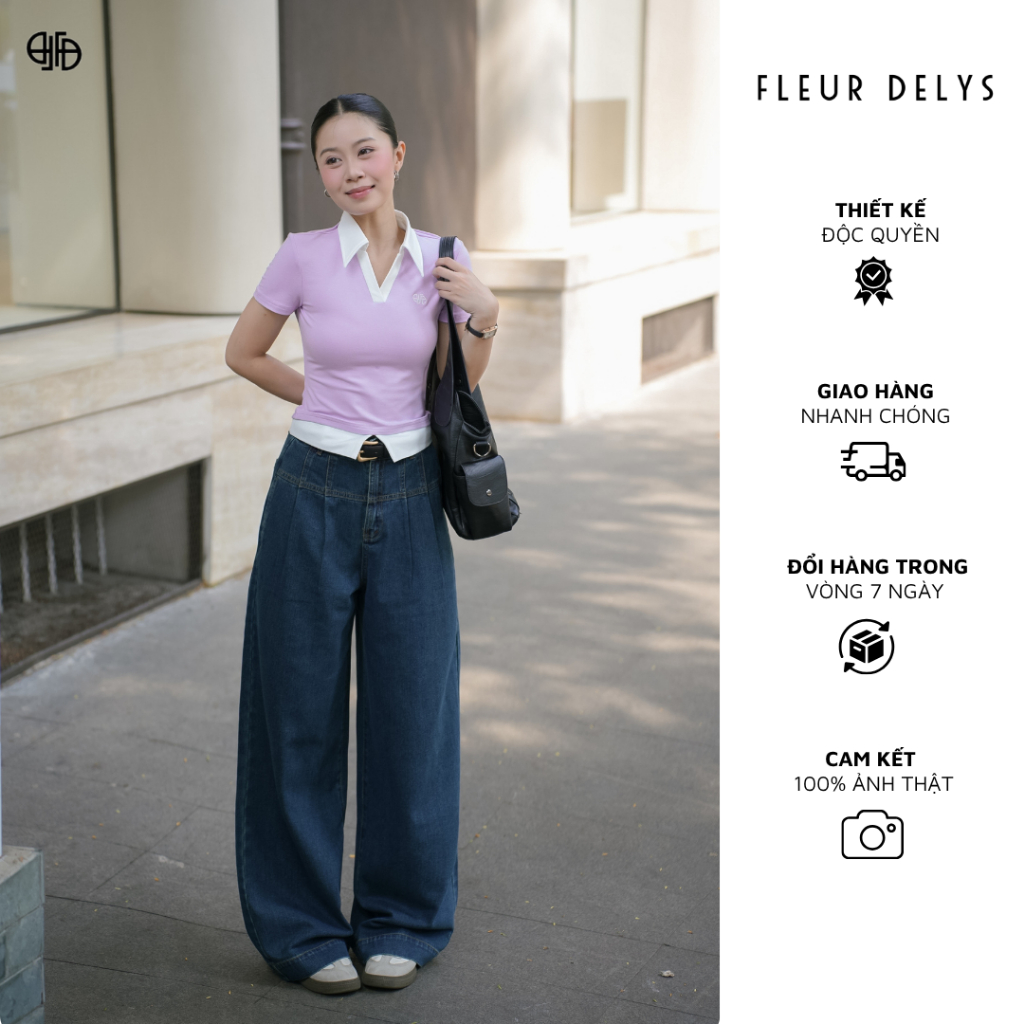 [VOUCHER 8%] เสื้อโปโลผู้หญิงคอปกเปิดลงและเสื้อโค้ทหมี Flattering และเสื้อโค้ทง่าย Fleurs DL26HPL001