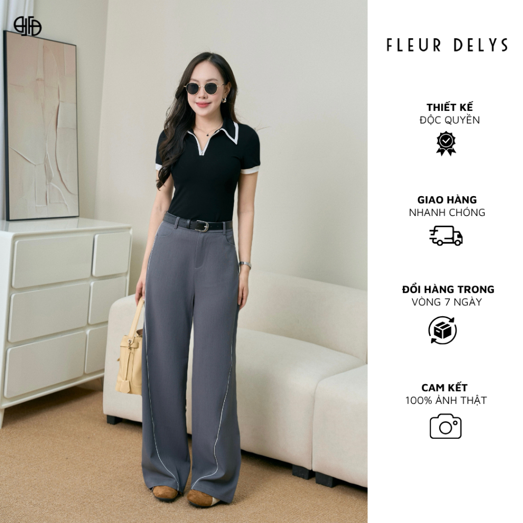เสื้อโปโลผู้หญิงคอปกหัวเข็มขัดที่เข้ากันง่ายต่อการพิกัด Fleursdelys DL26HPL002
