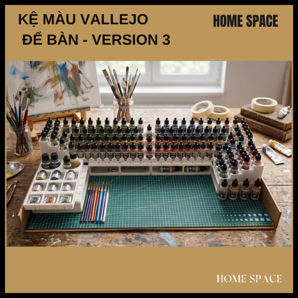 ชั้นวางสี Vallejo สําหรับตกแต่งโต๊ะ - HOME SPACE- DESK SETUP