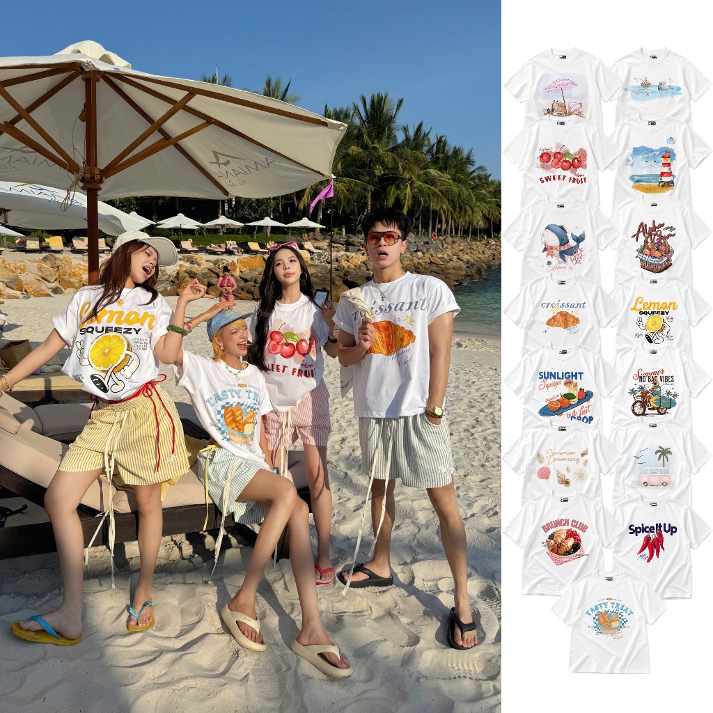 AB HOUSE - SUMMER เสื้อยืด Boxy แฟชั่นผู้ชายและผู้หญิง