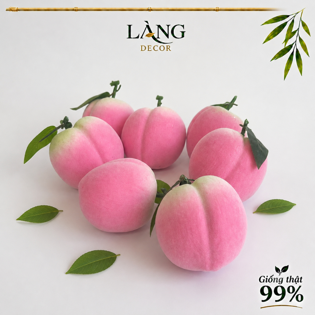 ผลไม้ปลอม Peach Tien พรีเมี่ยม - รุ่นสมจริง 99% สําหรับตกแต่งจอแสดงผล VIP