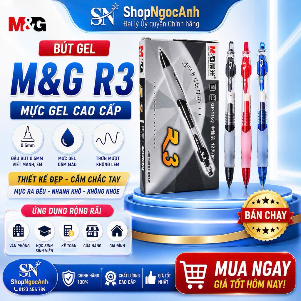 กล่อง 12 ปากกาลูกลื่นอ้วน R3 M&G GP1163 0.5mm[ของแท้]