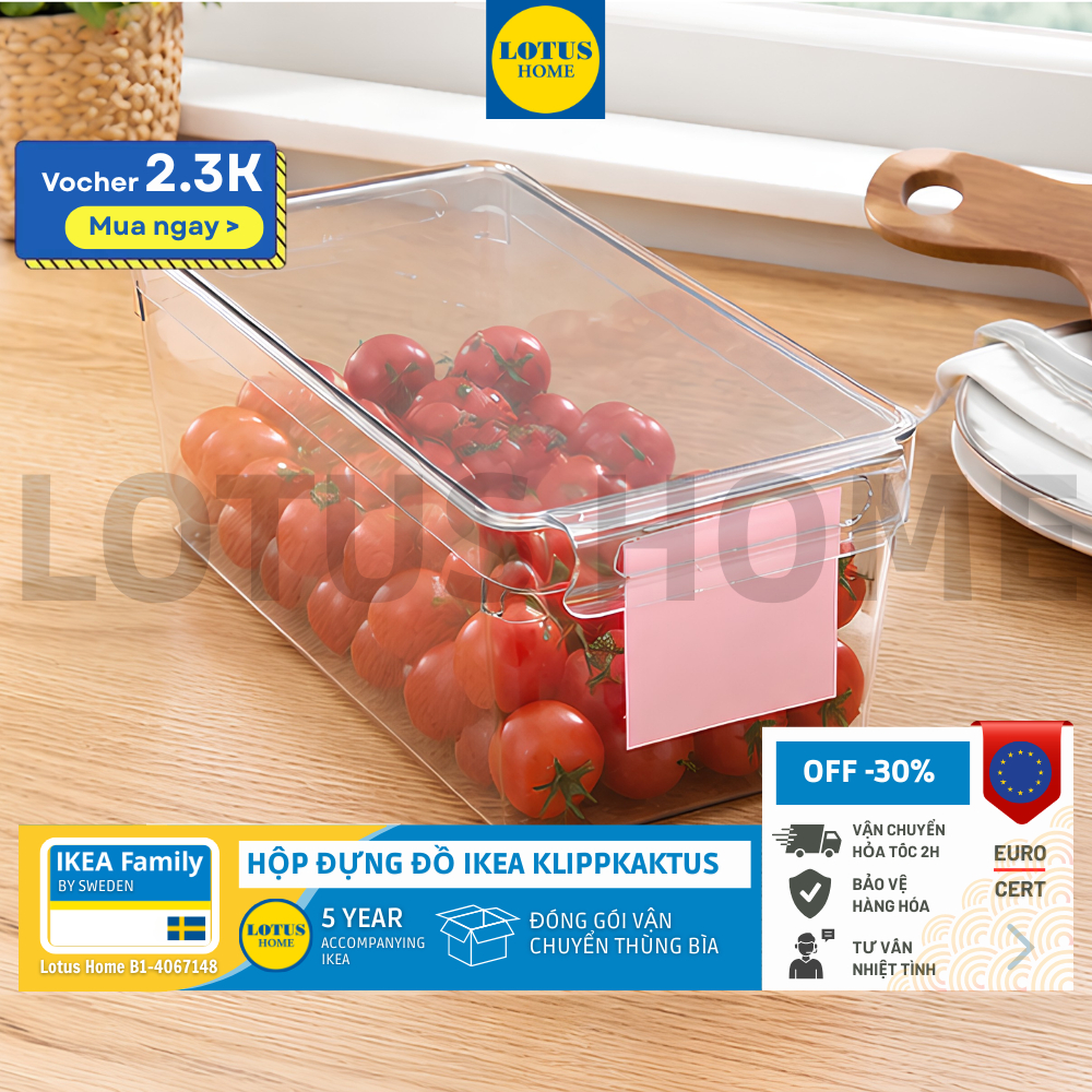 IKEA กล่องเก็บของตู้เย็นขนาดใหญ่พร้อมฝาปิดปิดผนึก IKEA KLIPPKALTUS