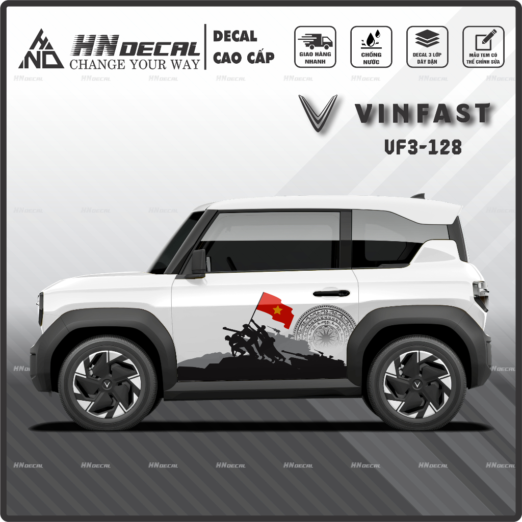 Vf3 สติ๊กเกอร์ติดรถ - vf3 รูปลอกรถกลองสีบรอนซ์ สติ๊กเกอร์ 1 ชุดทั้งสองด้าน (รุ่น vf3 - 128)
