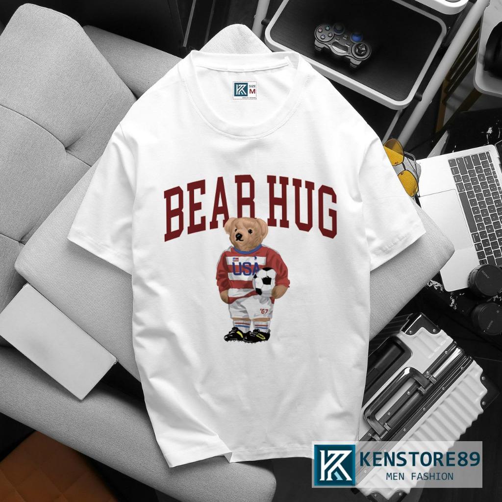 BEAR HUG ผู้ชายและผู้หญิงรอบคอผ้าฝ้ายแขนสั้น Unisex บุคลิกภาพ Bigsize KENSTORE89 ATK196
