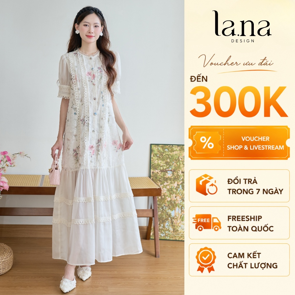 Diep เดรสที่ออกแบบมาโดย LA.NA DESIGN เดรสหางปลาทําจากผ้าไหมดอกไม้ปักลายสง่างาม ลายผู้หญิง เหมาะสําหร