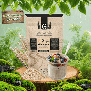 Yến mạch tươi cán mỏng (cán dẹt) GUfoods - Giàu chất xơ, Healthy, Tập gym, Eat clean (túi zip 500g)