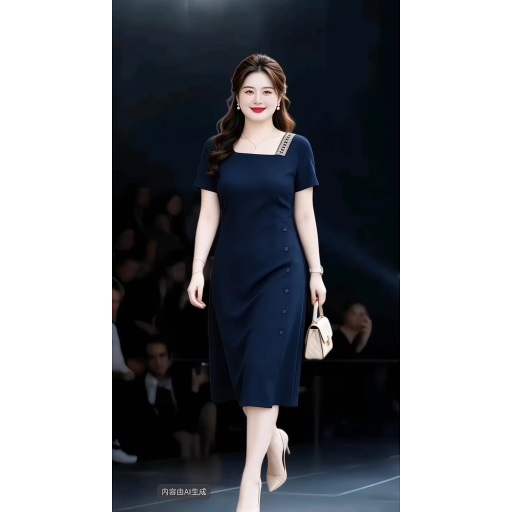 ชุดสีเขียวพร้อมคอสแควร์, ผ้าฝ้ายเชื่อมเย็น, FORM, TIGHT WAIST, ATTRACTIVE