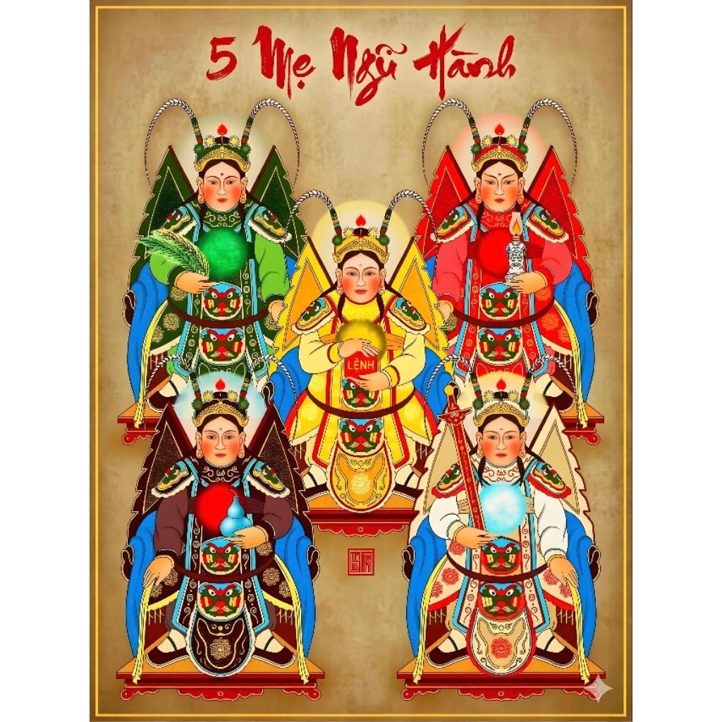 กรอบ + ภาพวาด 5 MOTHERS OF THE FIVE ELEMENTS