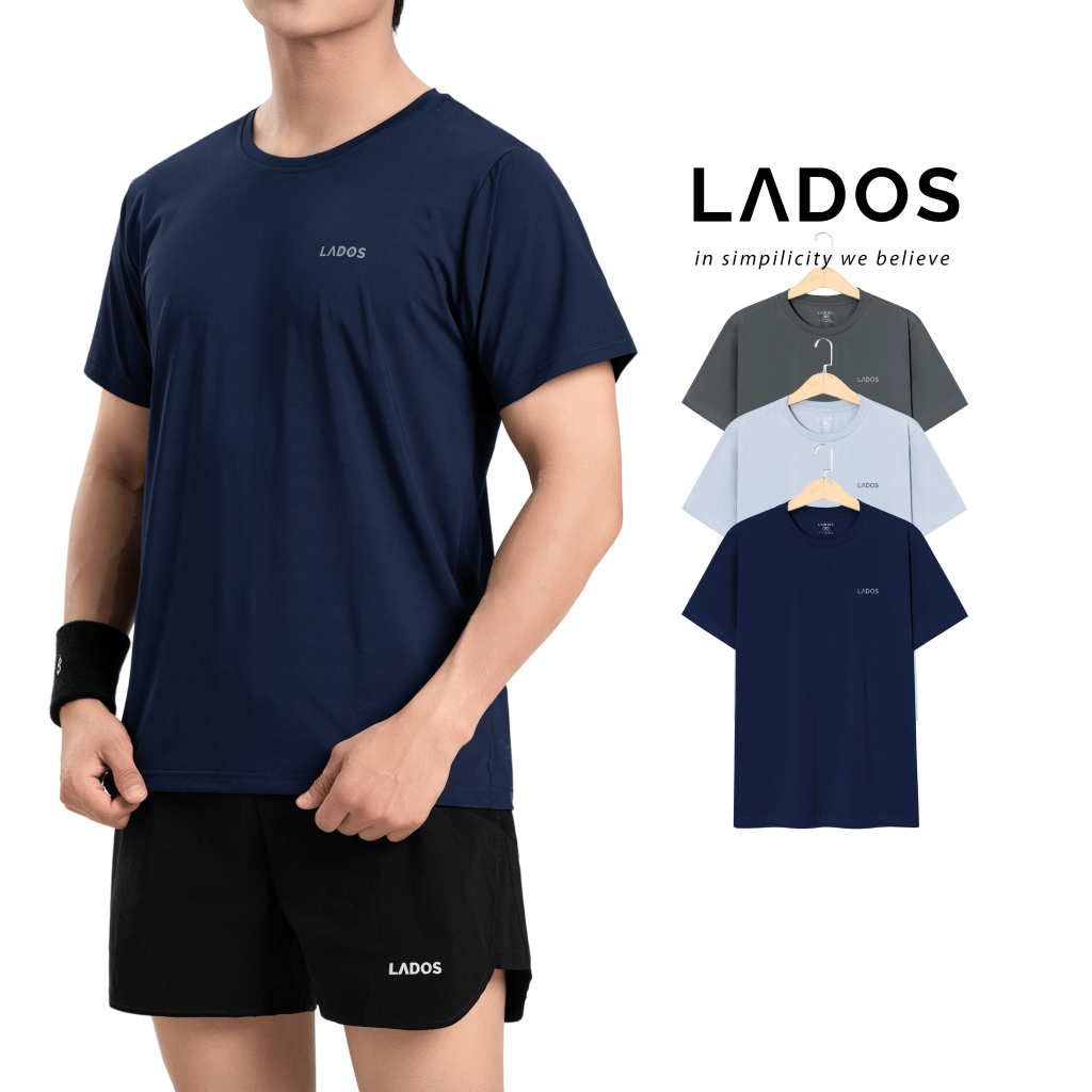 [OUTLET - NO RETURN] LADOS เสื้อยืดกีฬาคอกลมธรรมดา - 9073 - ผ้าแท้ ยางยืดเท่ๆ ยืด ทรง Dri-fit