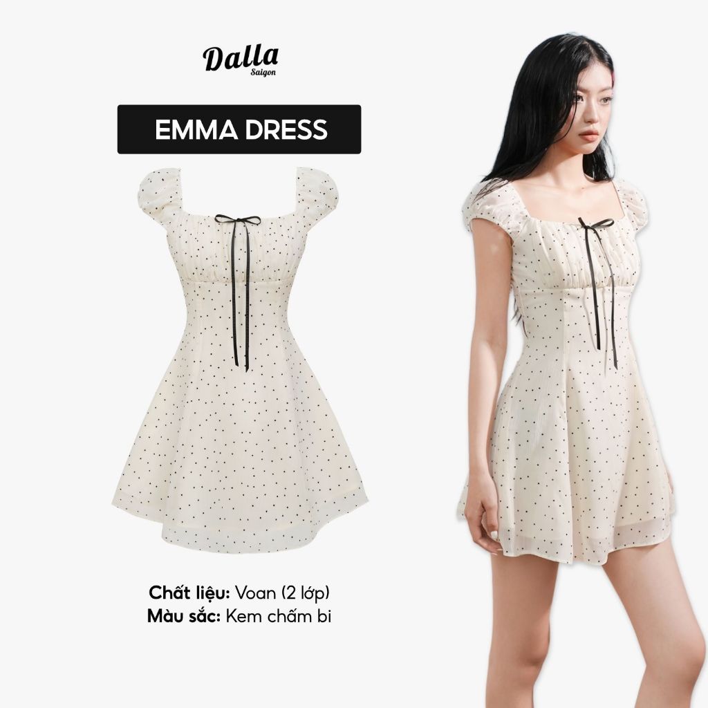 DALLA เดรสคอเหลี่ยมแขนพัฟ (D64) BSL