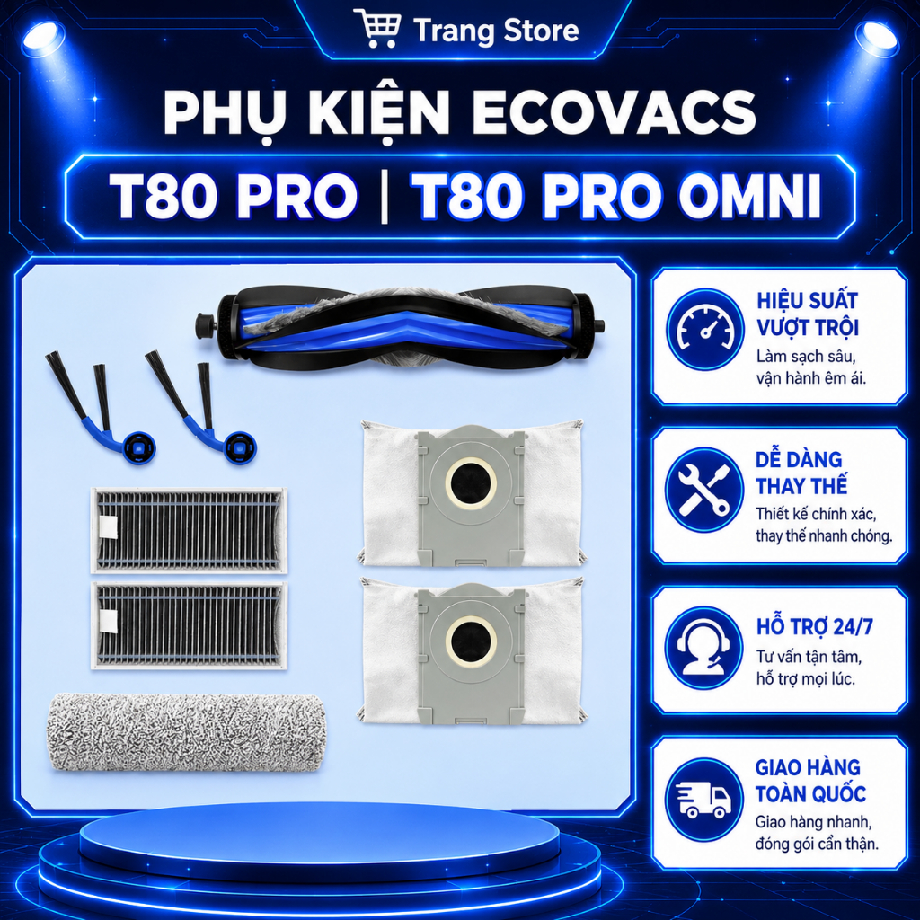 ECOVACS Deebot T80S / T80 Omni / T80 Pro Omni ชุดอุปกรณ์เสริมทดแทน - แปรงลูกกลิ้งแปรงด้านข้าง ผ้ากรอ