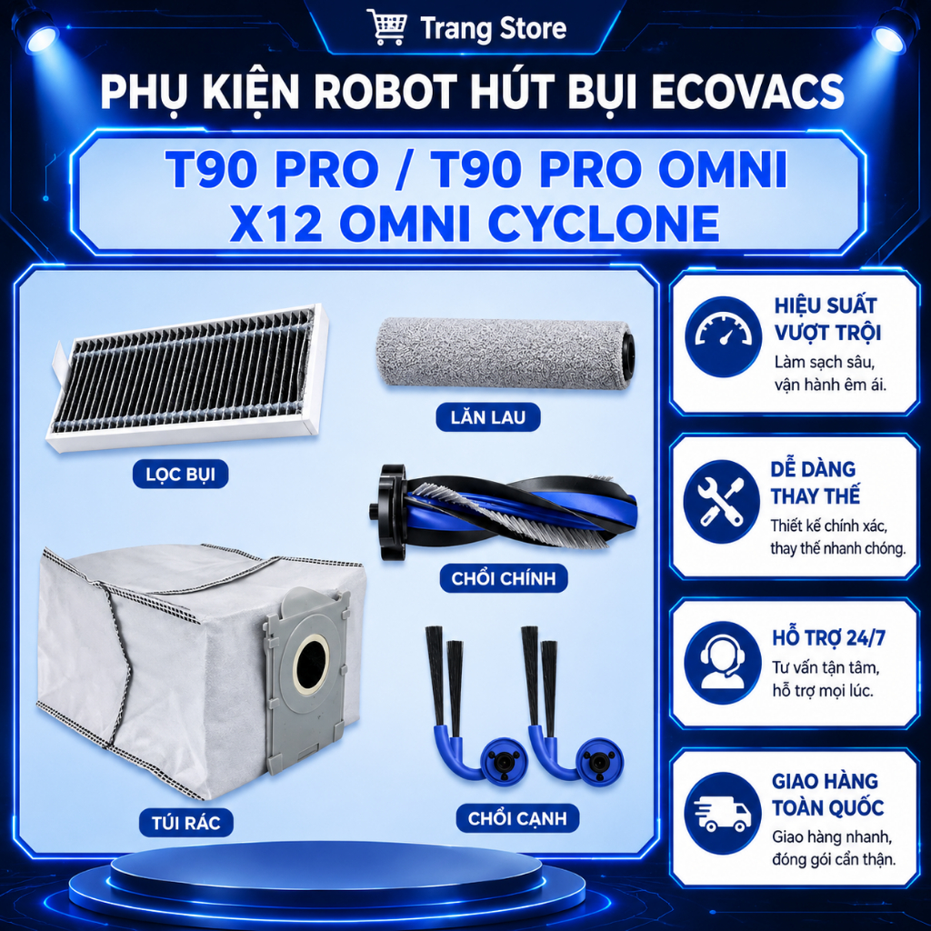 Deebot T90 Pro / T90 Pro Omni / X12 Omni Cyclone Replacement Accessory Set - ผ้าทําความสะอาดแปรงลูกก