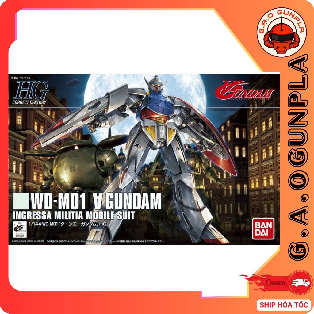 ของแท้ Bandai Gundam Assembly Model 1/144 HGUC TURN A GUNDAM