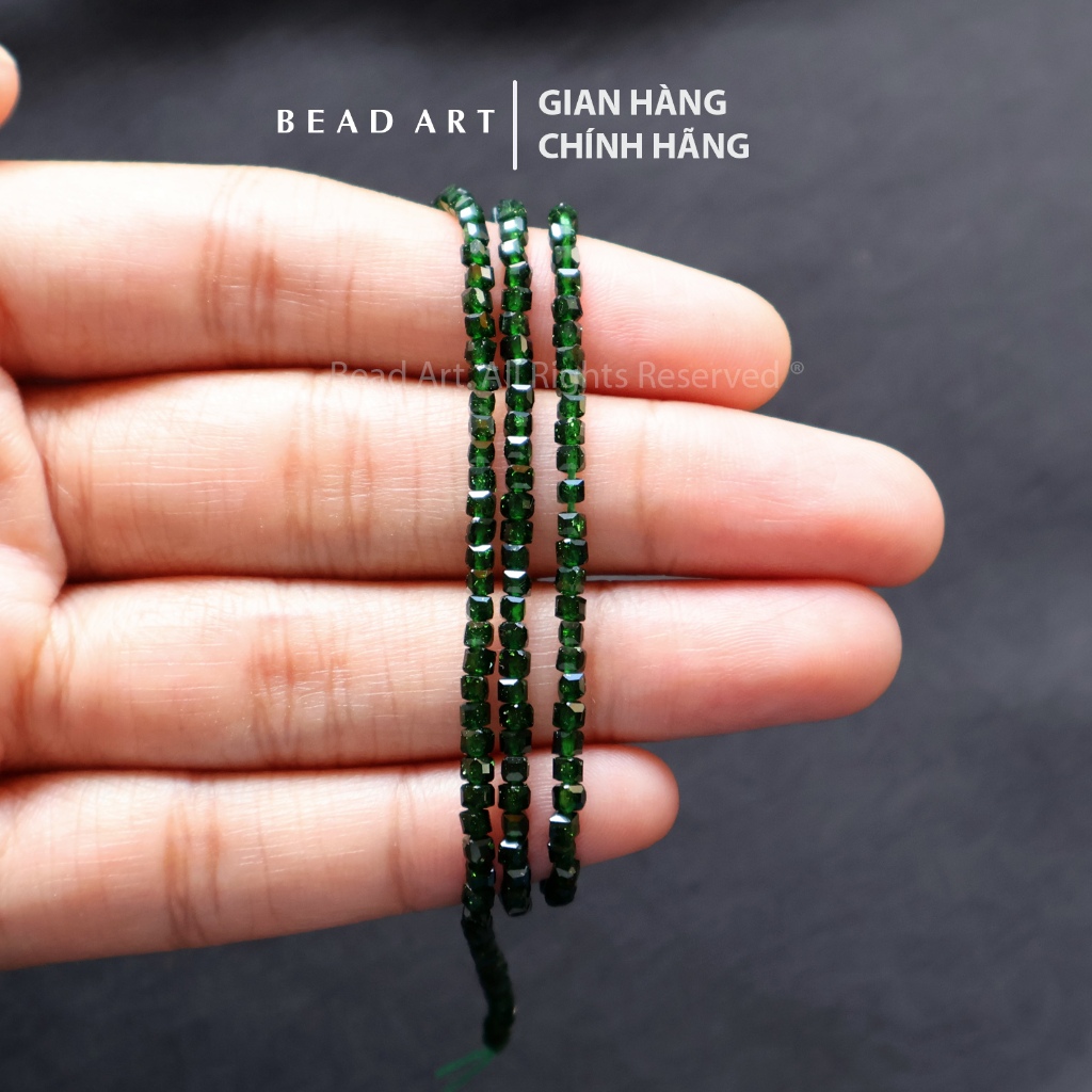 SA [40 Bead/80 Bead] 2MM Square Cut Green Sequins, Wood, Fire, Stone Mix Feng Shui Bracelets, Bead -