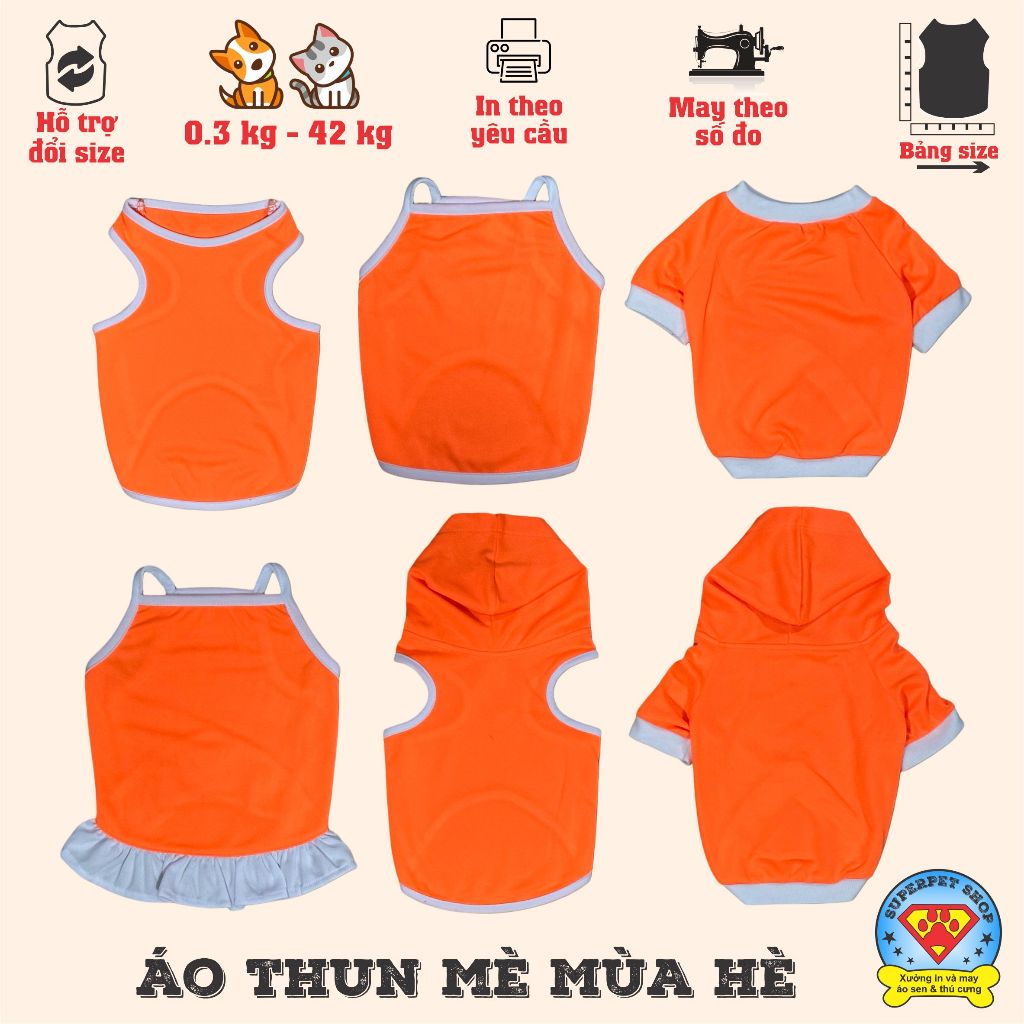 เสื้อสุนัขและแมวหน้าร้อน - NO PRINT - ORANGE - Superpet Shop