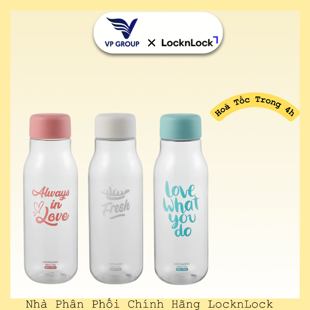 Lock&Lock ขวดน้ํา Milky ความจุ 500ml พลาสติก PET BPA Free HAP654 (VPG)