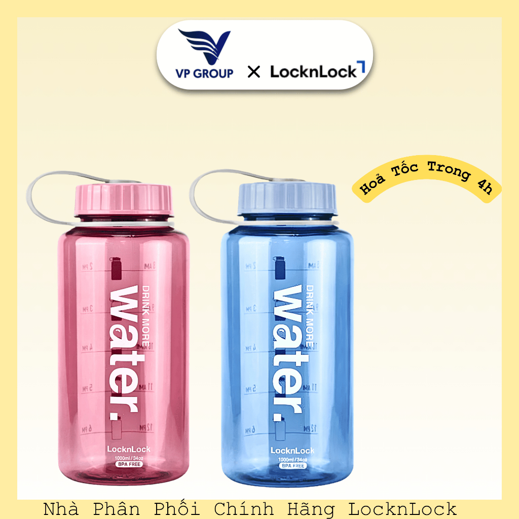 [GENUINE] LocknLock Helper Bottle 1L - ABF610 - สีชมพู/น้ําเงิน (VPG)