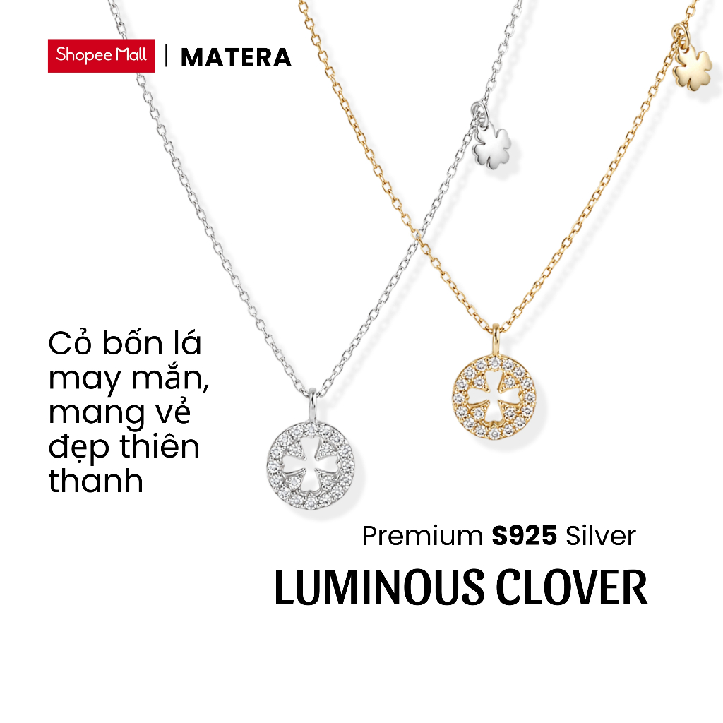 [มาใหม่] Luminous Clover MATERA S925 สร้อยคอเงินโคลเวอร์สี่ใบ charm พร้อมหิน stylized MDC98