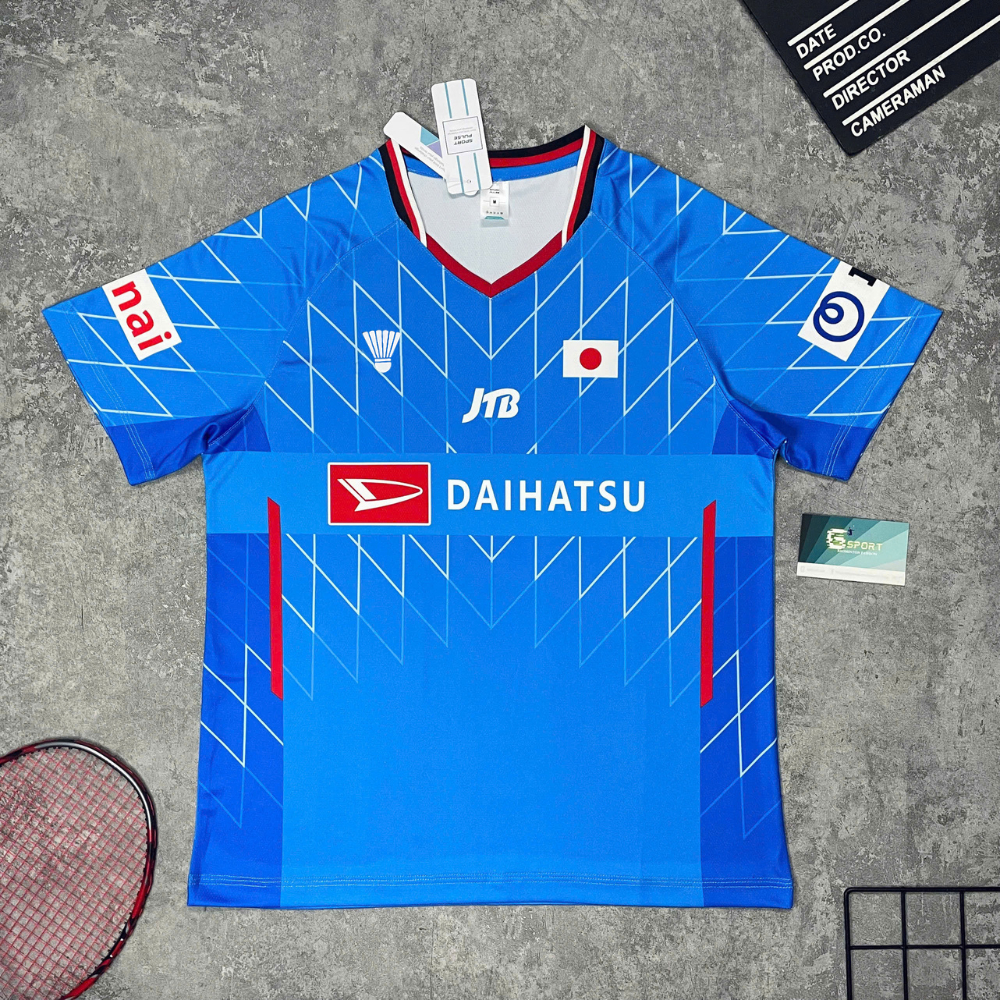 เสื้อแบดมินตัน Draha Blue Japan เสื้อผู้ชายและผู้หญิงผ้า Sesame เท่ๆ สําหรับการแข่งขัน