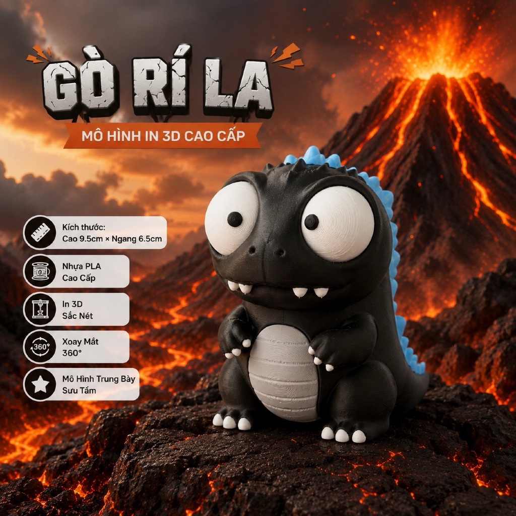 GO R LA - โมเดล Godzilla พิมพ์ 3D PLA ตกแต่งโต๊ะน่ารักสะสมของขวัญน่ารัก
