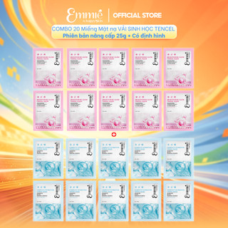 [LIVE] COMBO 20 Miếng Mặt nạ Vải sinh học Tencel Cấp ẩm Dưỡng sáng 25gx20 (Phiên bản nâng cấp 25g+Có định hình) Emmie