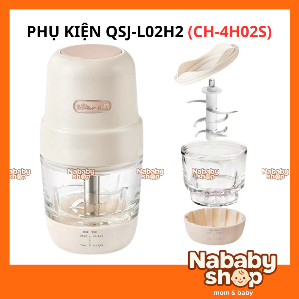 Bear QSJ-L02H2 อุปกรณ์เครื่องปั่นอาหาร (0.3L) 300ml โถแก้ว ปะเก็นยาง ใบมีด 8 Bear CH-4H02S (0.3L)