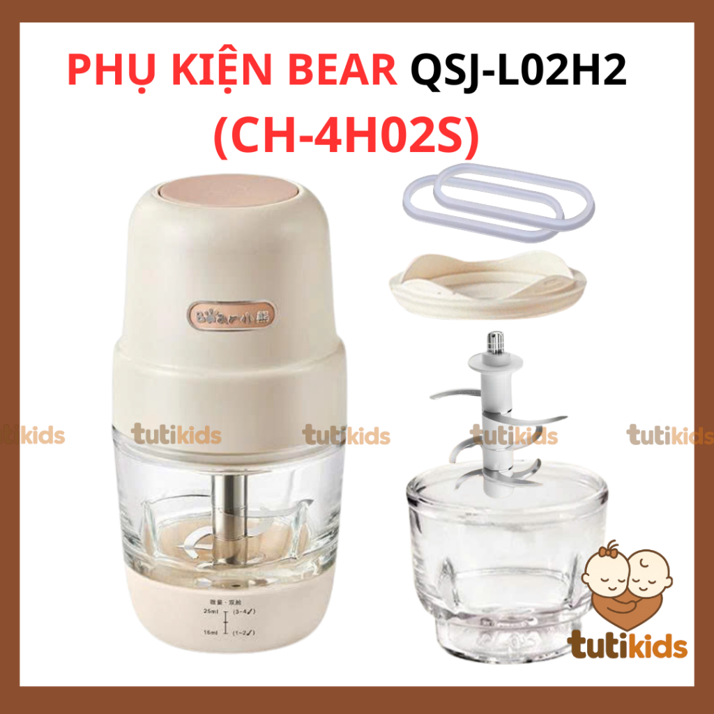 Bear QSJ-L02H2 อุปกรณ์เครื่องปั่นอาหาร (0.3L) 300ml โถแก้ว ปะเก็นยาง ใบมีด 8 Bear CH-4H02S TUTIKIDS