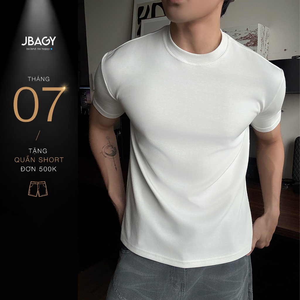 เสื้อยืดผู้ชาย Muscle Fit ผ้าคอตตอนเกาหลีเนื้อนุ่มแบน - JT2503